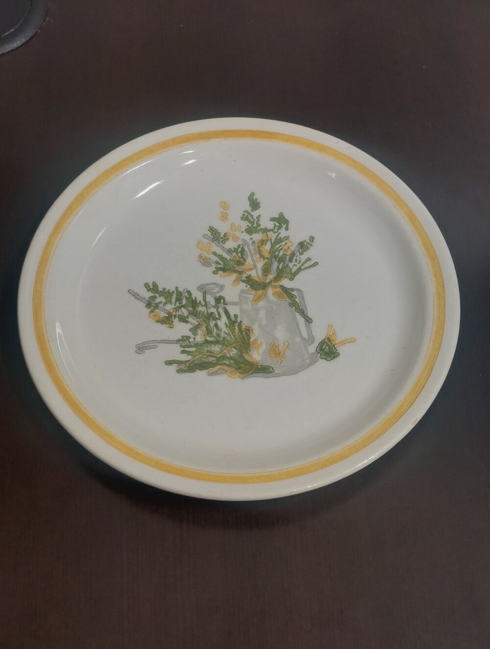 Plate Wall Plate Cottagecore 7.25" Yellow White Gray Salad Ceramic